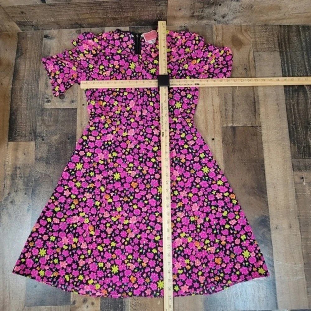 Kate Spade New York Marker Pink Floral Crepe Midi Dress Short Sleeve Size 4